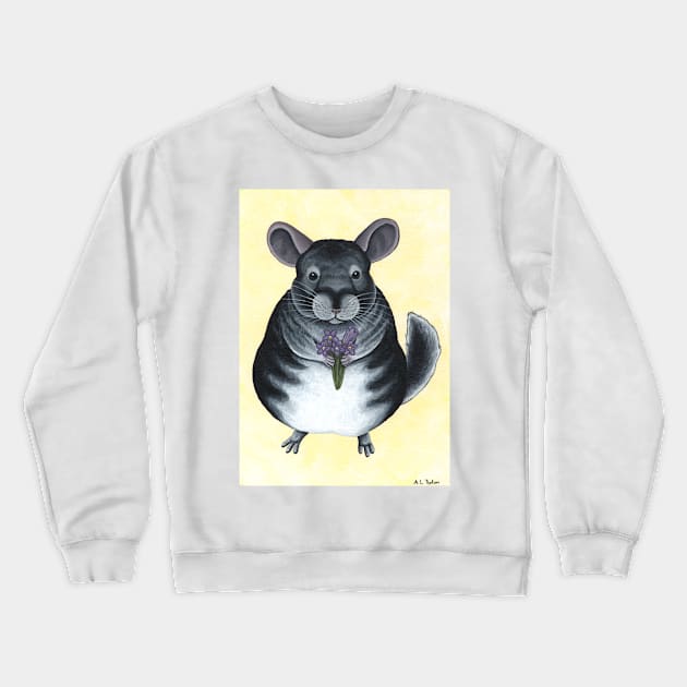 Chinchilla with Flowers Crewneck Sweatshirt by WolfySilver